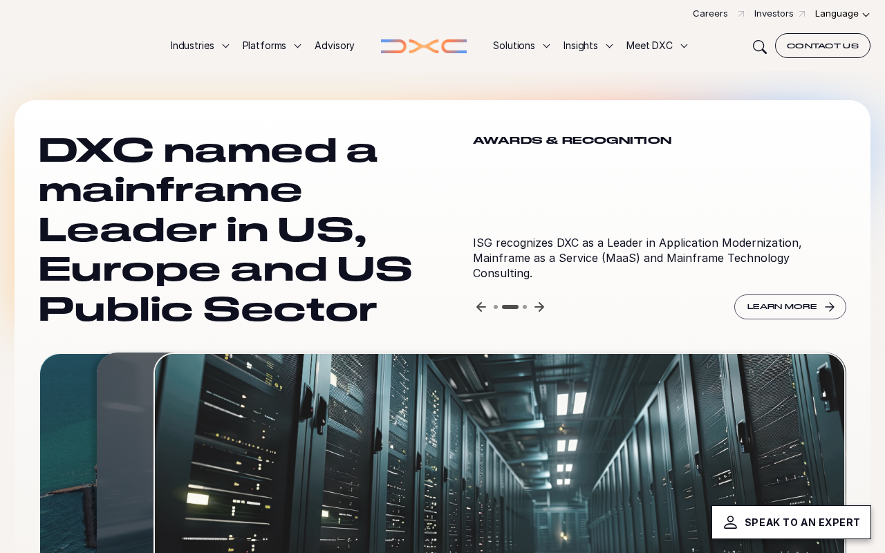 DXC.com homepage screenshot